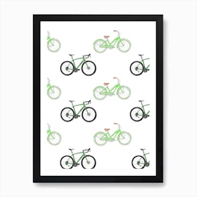Green Bikes Art Print