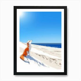 Fox On The Beach Art Print