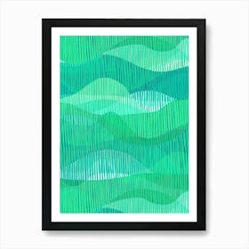 Linear Waves - Emerald Art Print