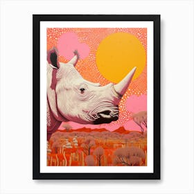 Polka Dot Rhino 3 Art Print