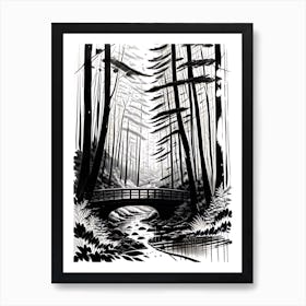 Bridge In The Woods 4 Art Print