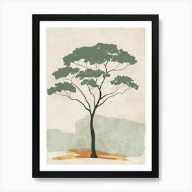 Acacia Tree Minimal Japandi Illustration 4 Art Print