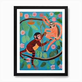 Maximalist Animal Painting Monkey Art Print
