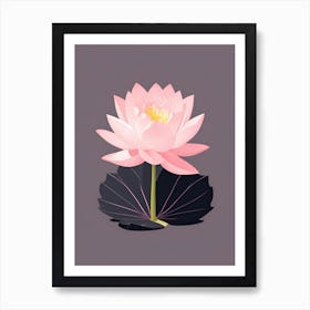 A Pink Lotus In Minimalist Style Vertical Composition 35 Art Print