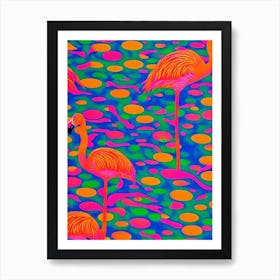 Flamingo Yayoi Kusama Style Illustration Bird Art Print