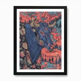 Cow In The Forest Art Print