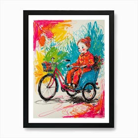 Chinese Girl On A Bike Art Print