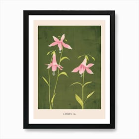 Pink & Green Lobelia Flower Poster Art Print