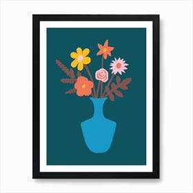 Pop Art Flower Vase Navy Print Art Print