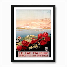 Red Roses In Lake Maggiore, Italy Art Print