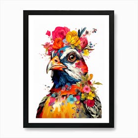 Bird With A Flower Crown Partridge 4 Art Print