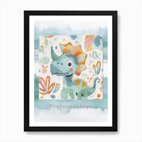 Cute Muted Pastels Protoceratops Dinosaur 1 Poster Art Print