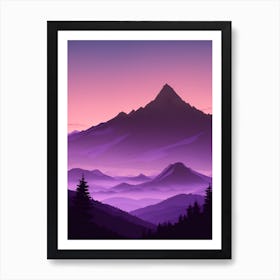 Misty Mountains Vertical Composition In Purple Tone 58 Art Print