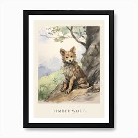 Beatrix Potter Inspired  Animal Watercolour Timber Wolf 2 Art Print
