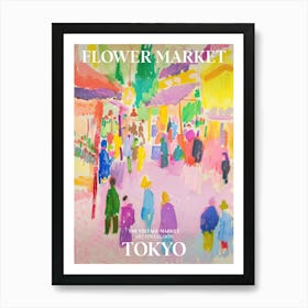 Vintage Flower Market Painting Tokyo Art Print