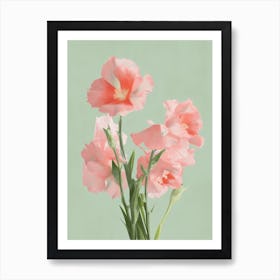 Gladioli Flowers Acrylic Painting In Pastel Colours 9 Art Print