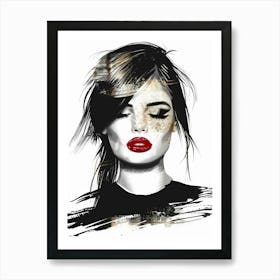 Portrait Of A Woman With Red Lipstick Art Print