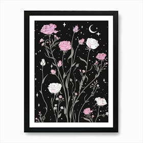 Roses In The Night Sky Art Print