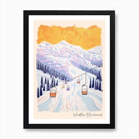 Poster Of Whistler Blackcomb   British Columbia, Canada, Ski Resort Pastel Colours Illustration 3 Art Print