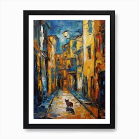 Painting Of Cape Town With A Cat In The Style Of Expressionism 1 Art Print