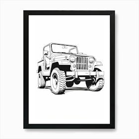 Jeep Wrangler Line Drawing 14 Art Print