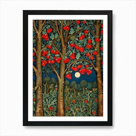 William Morris Apple Trees In The Moonlight Art Print