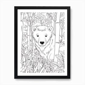 Line Art Jungle Animal Capybara 4 Art Print