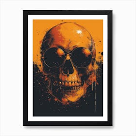 Skull Spectacle: A Frenzied Fusion of Deodato and Mahfood: Skull With Sunglasses Art Print