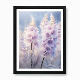 Frosty Botanical Delphinium 1 Art Print