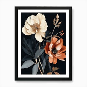 Flowers On A Black Background 16 Art Print