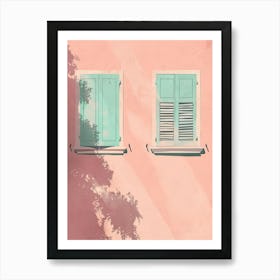 Pink House With Shutters 1 Art Print