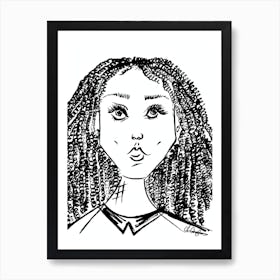 Portrait Of A Black Woman Ink Art Print Affiche