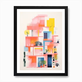 A House In Dubai, Abstract Risograph Style 1 Art Print