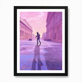 Skateboarding In Moscow, Russia Futuristic 4 Art Print