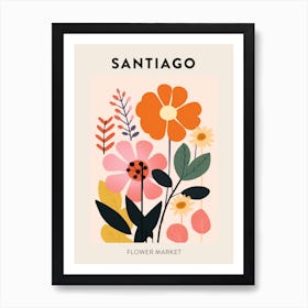 Flower Market Poster Santiago Chile Art Print