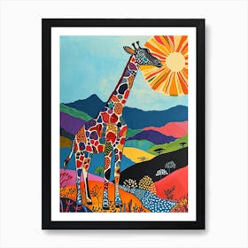 Cute Geometric Giraffe In The Sun Art Print