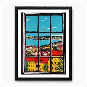 Window View Of Stockholm Sweden In The Style Of Pop Art 1 Art Print