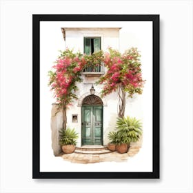 Palma De Mallorca, Spain   Mediterranean Doors Watercolour Painting 2 Art Print