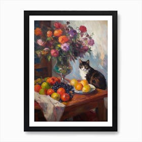 Iris With A Cat 2 Art Print