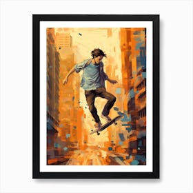 Skateboarding In Shanghai, China Drawing 4 Art Print