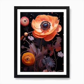 Surreal Florals Ranunculus 2 Flower Painting Art Print