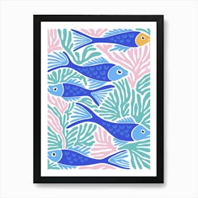 Blue Fishes Art Print