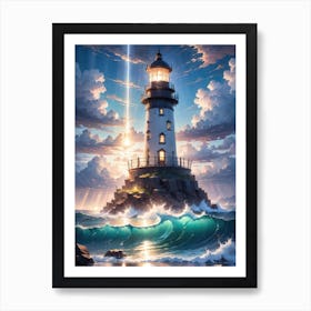 A Lighthouse In The Middle Of The Ocean 52 Art Print