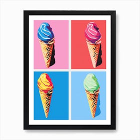 Ice Cream Cones Pop Art Retro 4 Art Print