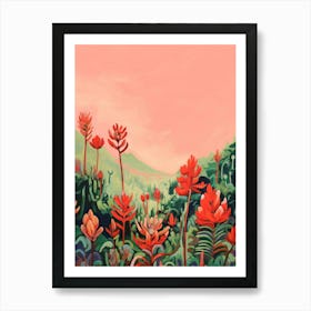 Boho Wildflower Painting Indian Paintbrush 1 Art Print