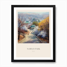 Namsan Park Seoul South Korea 2 Vintage Cezanne Inspired Poster Art Print