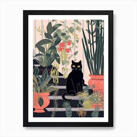 Black Cat And House Plants 10 Art Print