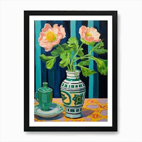Flowers In A Vase Still Life Painting Peony 2 Art Print