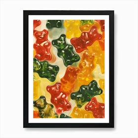 Rainbow Gummy Bears Retro Food Illustration Inspired Art Print