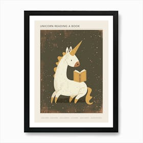 Unicorn Reading A Book Muted Pastels 2 Poster Art Print